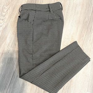 Express high waist editor pant in black/cream houndstooth.